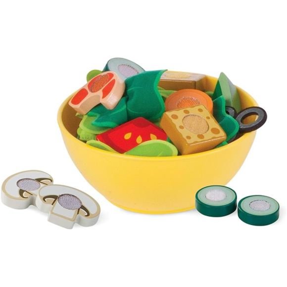 Slice and Toss Salad Play Set – 52 Wooden and Felt Pieces , Green - Pretend Food - Picture 6 of 6